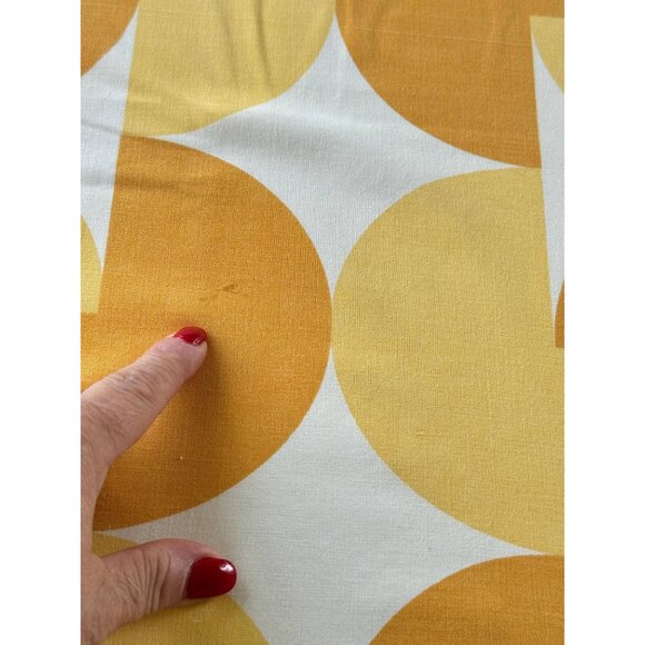 Vintage 70s flat / top sheet, geometric orange yellow round shapes, twin size - Picture 6 of 10
